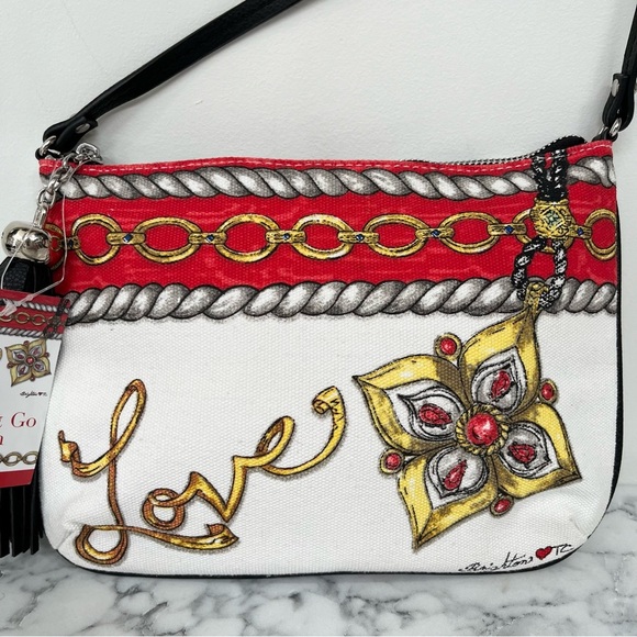 NWT Brighton Glitter & Go Pouch Crossbody Purse Bag Love Chain Diamond Print - Picture 4 of 11